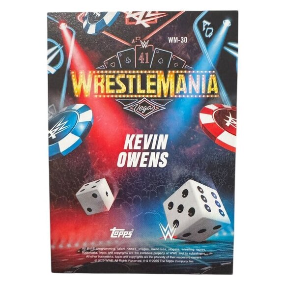 2025 Topps Wrestlemania 41 WWE WORLD Vegas Exclusive Card WM-30 KEVIN OWENS - Picture 3 of 4